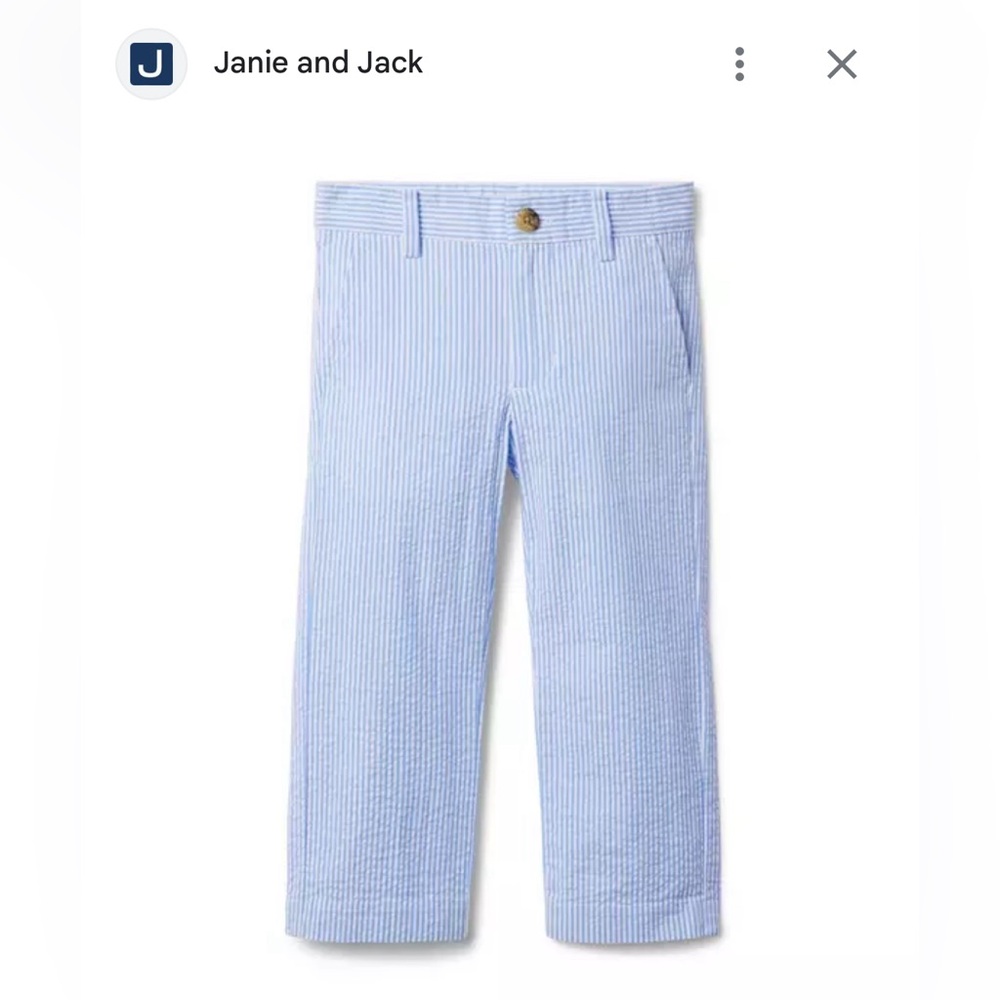 Janie & Jack Seersucker Blue and White Classic Spring Easter Pants size 6
